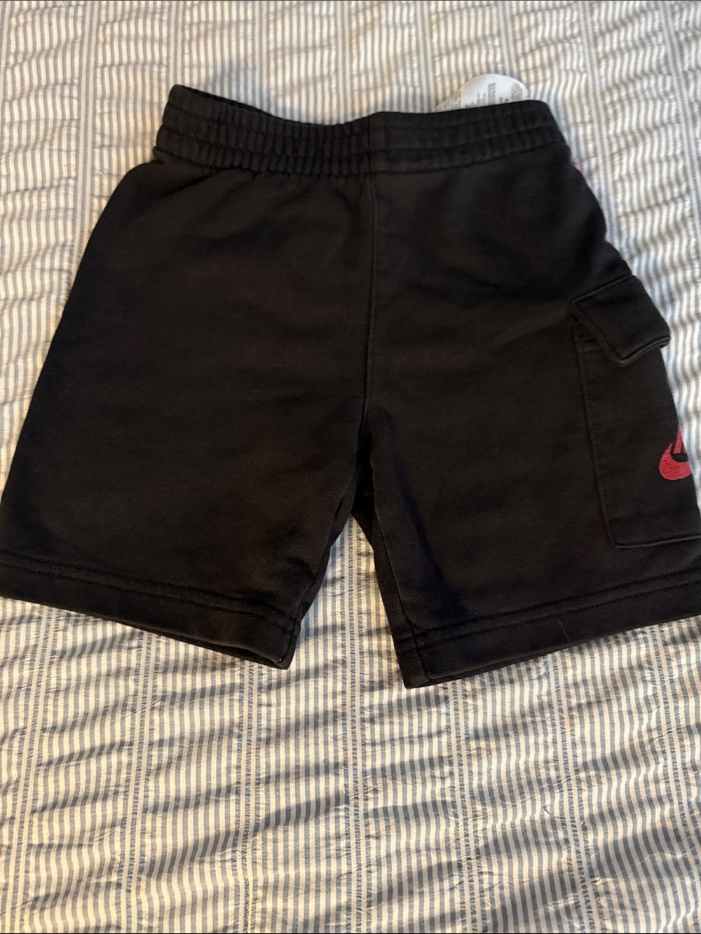 Nike Black Kids Cargo Shorts with Red Swoosh